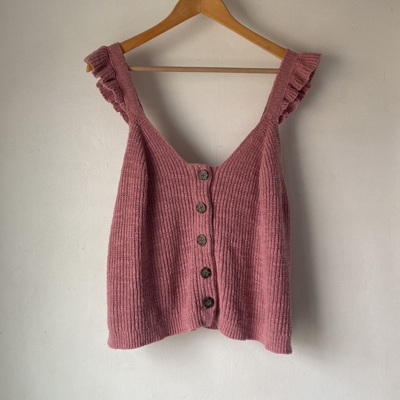 Madewell M Ruffle-Strap Button-Front Sweater Tank Top - Picture 2 of 14